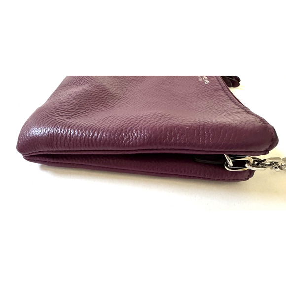 Henri Bendel Crossbody Bag Purple Leather Top Zip Dividers Chain-Link Strap - Picture 9 of 14
